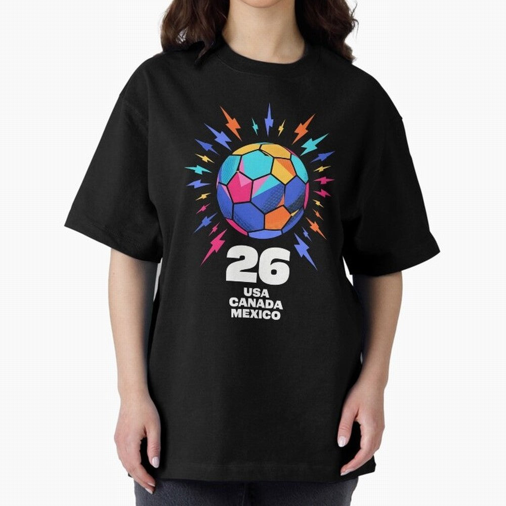 2026 Colorful Soccer Ball USA Canada Mexico 26 Classic T-Shirt Fuel Your Fan Pride for Global Football Passion for FIFA World Cup 2026 USA Canada Mexico, Made for Haaland, Portugal, Fan Favorite Moments, National Team Passion, Big Match Drama and