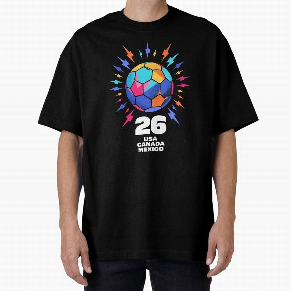 2026 Colorful Soccer Ball USA Canada Mexico 26 Classic T-Shirt Fuel Your Fan Pride for Global Football Passion for FIFA World Cup 2026 USA Canada Mexico, Made for Haaland, Portugal, Fan Favorite Moments, National Team Passion, Big Match Drama and