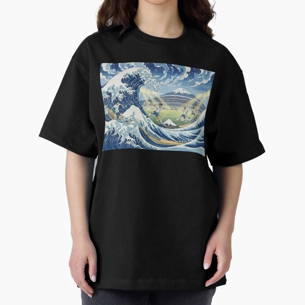 Soccer Players in Hokusai Waves Japan Classic T-Shirt Show Love for Legendary Goals in FIFA World Cup 2026 USA Canada Mexico for Fans of Cristiano Ronaldo, Haaland and CR7 and Brazil, Portugal and Argentina, Bringing Tournament Hype, Historic