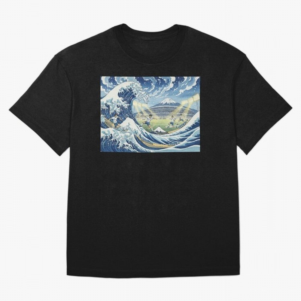 Soccer Players in Hokusai Waves Japan Classic T-Shirt Show Love for Legendary Goals in FIFA World Cup 2026 USA Canada Mexico for Fans of Cristiano Ronaldo, Haaland and CR7 and Brazil, Portugal and Argentina, Bringing Tournament Hype, Historic