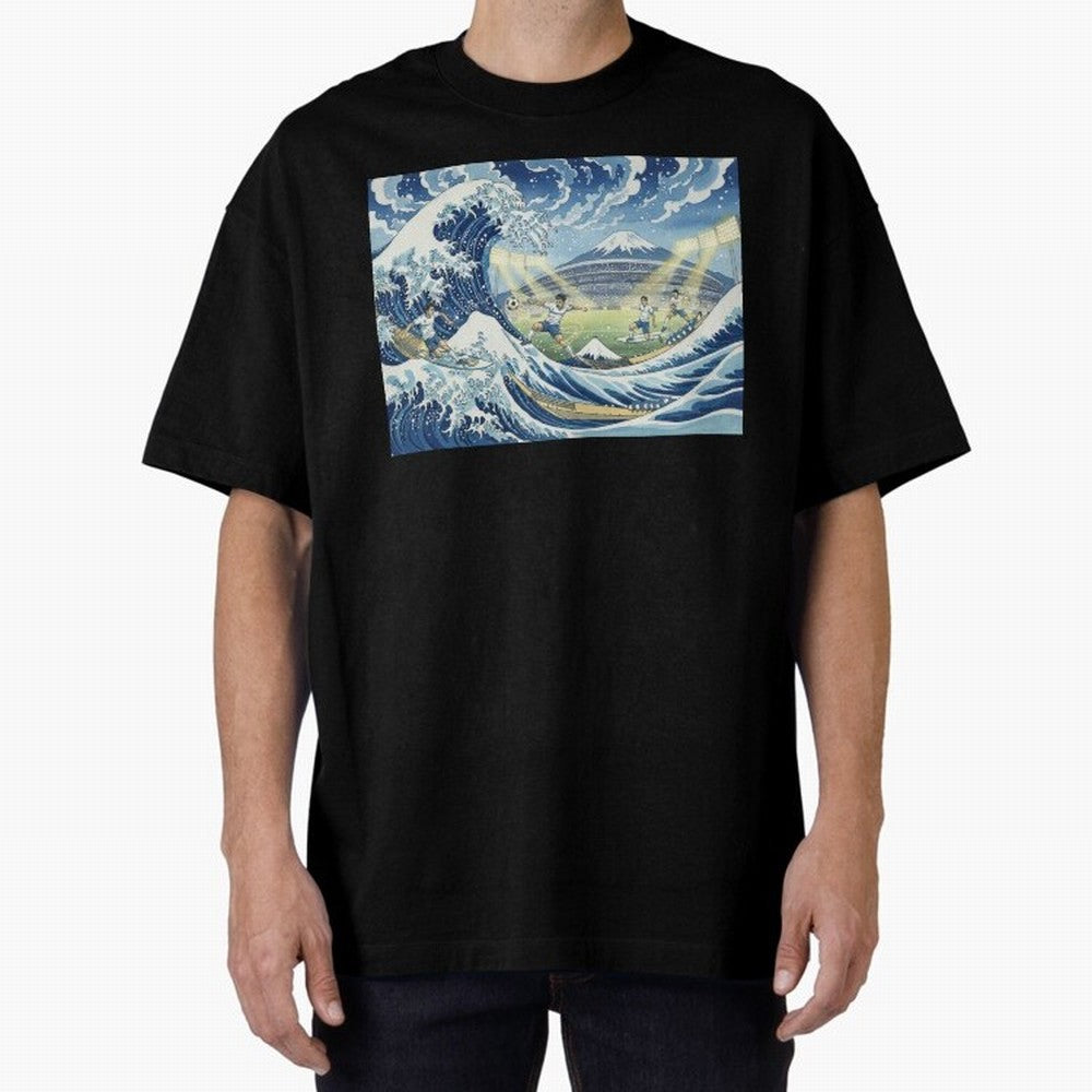 Soccer Players in Hokusai Waves Japan Classic T-Shirt Show Love for Legendary Goals in FIFA World Cup 2026 USA Canada Mexico for Fans of Cristiano Ronaldo, Haaland and CR7 and Brazil, Portugal and Argentina, Bringing Tournament Hype, Historic
