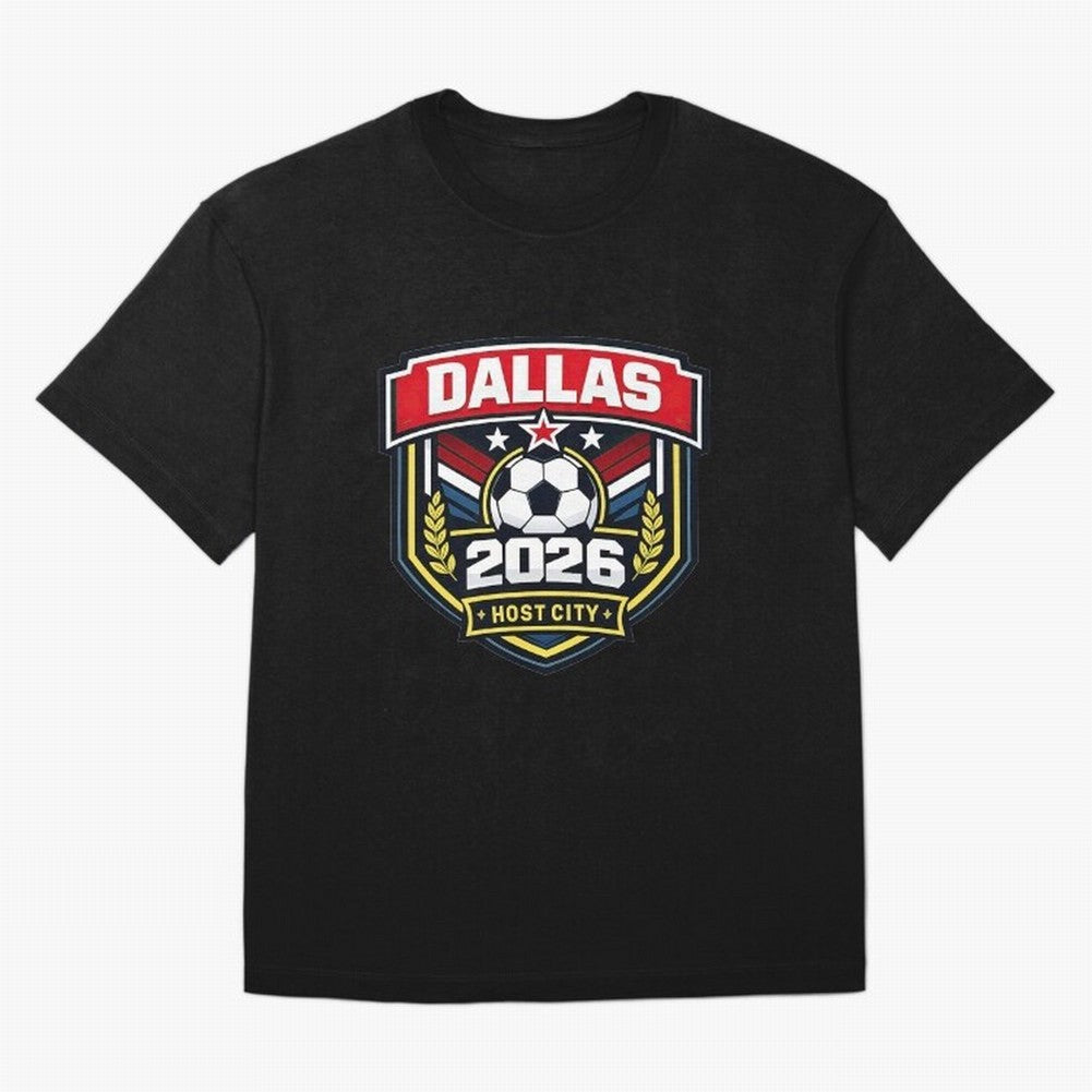 Dallas 2026 Host City Emblem with Laurel Classic T-Shirt Honor Champions and Dreams in the FIFA World Cup 2026 USA Canada Mexico Journey through Mbappe Highlights, England Pride, Game Day Rituals, Football Legends, Country Pride and the Road to the