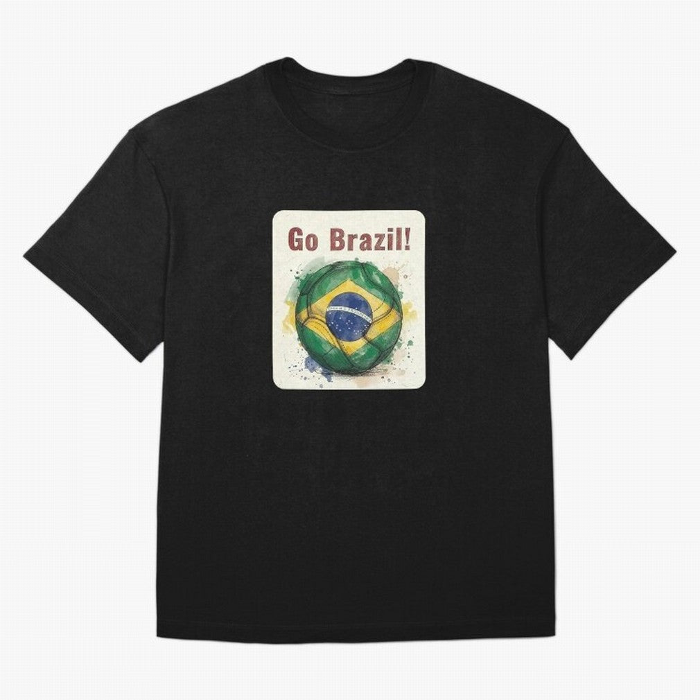 Go Brazil Soccer Ball Flag | Brazilian Football Fan Graphic Tee Classic T-Shirt Represent FIFA World Cup 2026 Group Stage for Fans of Mbappe and Neymar and Spain and Netherlands, Bringing Global Supporter Spirit, Legendary Goals, National Colors