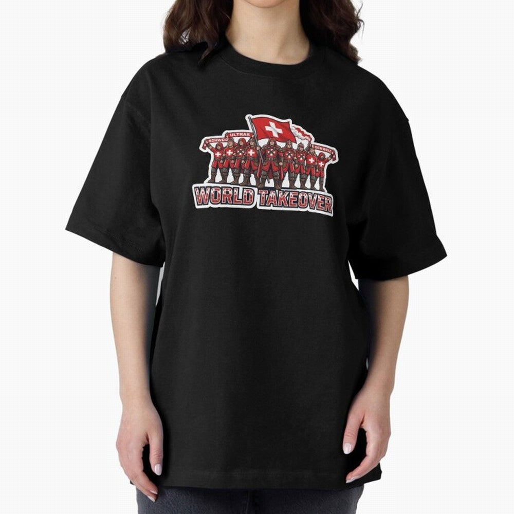 Switzerland Soccer Fans Power Rise Sticker 2026 Football Supporters Classic T-Shirt Celebrate Football Dreams Across FIFA World Cup 2026 Group Stage Celebrating Neymar, Haaland and Cristiano Ronaldo, Brazil, Portugal and Argentina Energy, Football