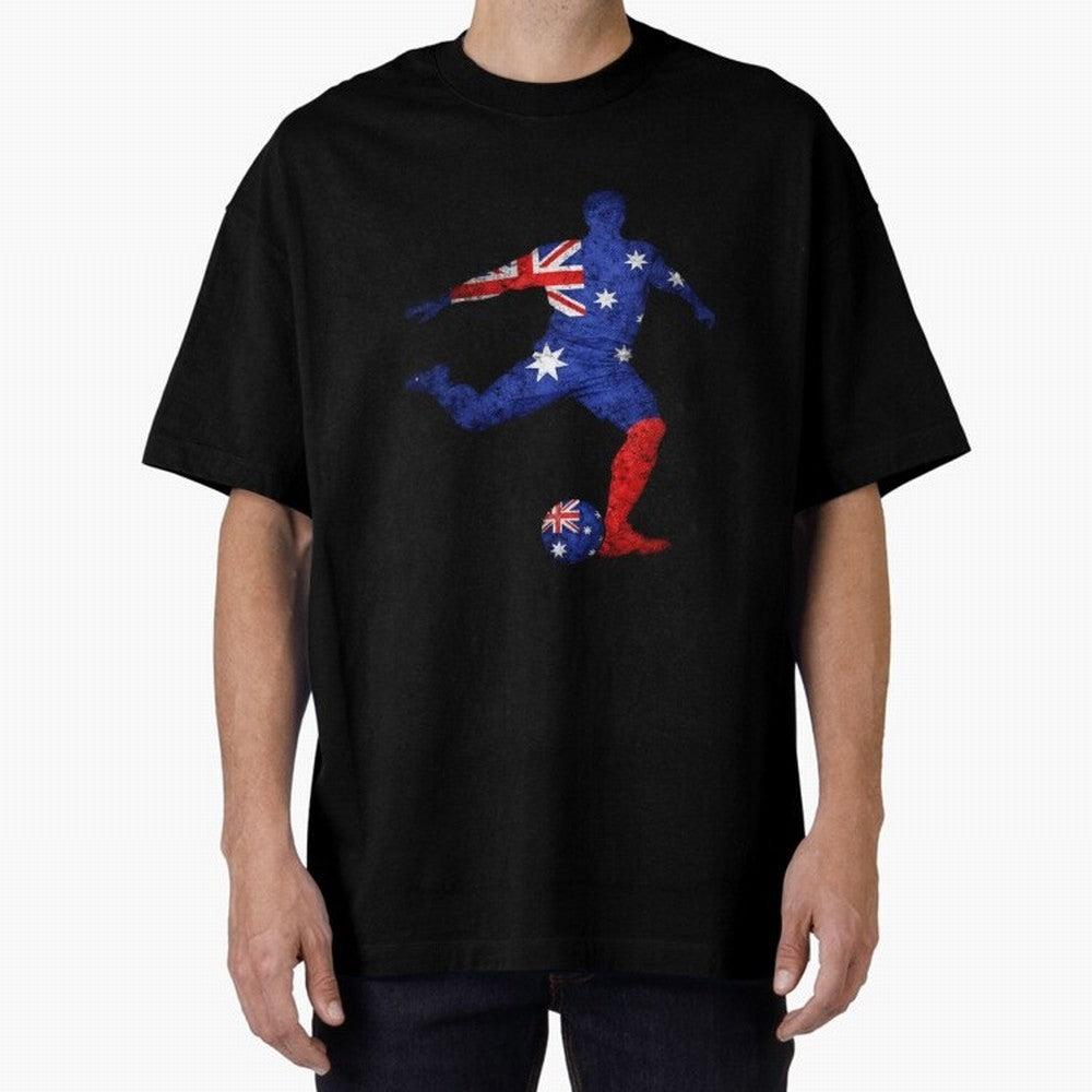 Australian Flag Silhouette Soccer World Cup Football Classic T-Shirt Represent Fans Who Live for Match Day Hype around FIFA World Cup 2026 Group Stage, Messi and Cristiano Ronaldo, Argentina, France and Brazil, Football Passion, Legendary