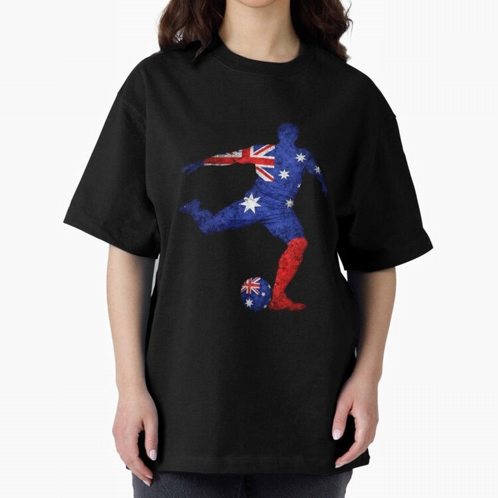 Australian Flag Silhouette Soccer World Cup Football Classic T-Shirt Represent Fans Who Live for Match Day Hype around FIFA World Cup 2026 Group Stage, Messi and Cristiano Ronaldo, Argentina, France and Brazil, Football Passion, Legendary