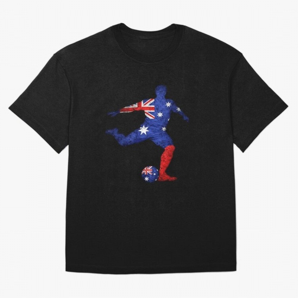 Australian Flag Silhouette Soccer World Cup Football Classic T-Shirt Represent Fans Who Live for Match Day Hype around FIFA World Cup 2026 Group Stage, Messi and Cristiano Ronaldo, Argentina, France and Brazil, Football Passion, Legendary