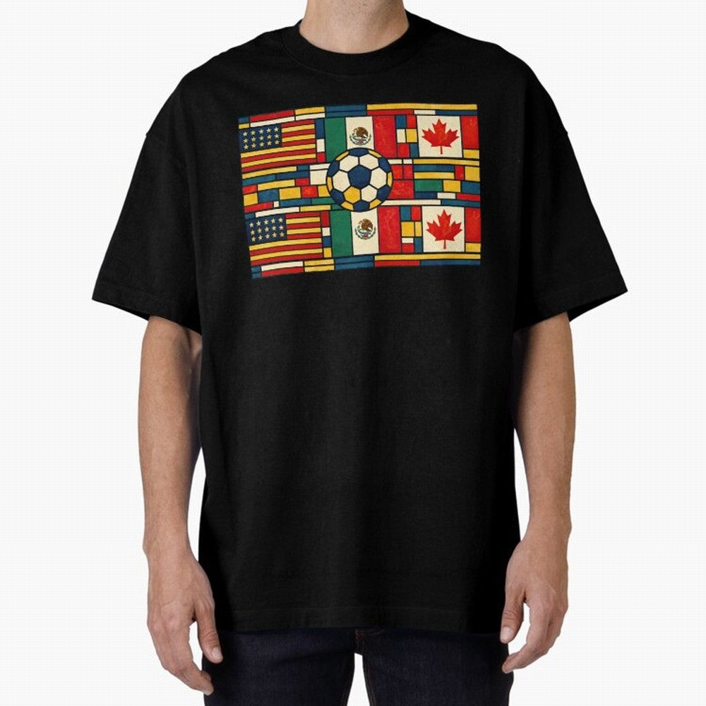 North American Football Flags World Cup Inspired Classic T-Shirt Join Supporters Worldwide for FIFA World Cup 2026 Group Stage for Fans of Neymar, Haaland and Cristiano Ronaldo and Argentina, Bringing Soccer Culture, Superstar Moments, National