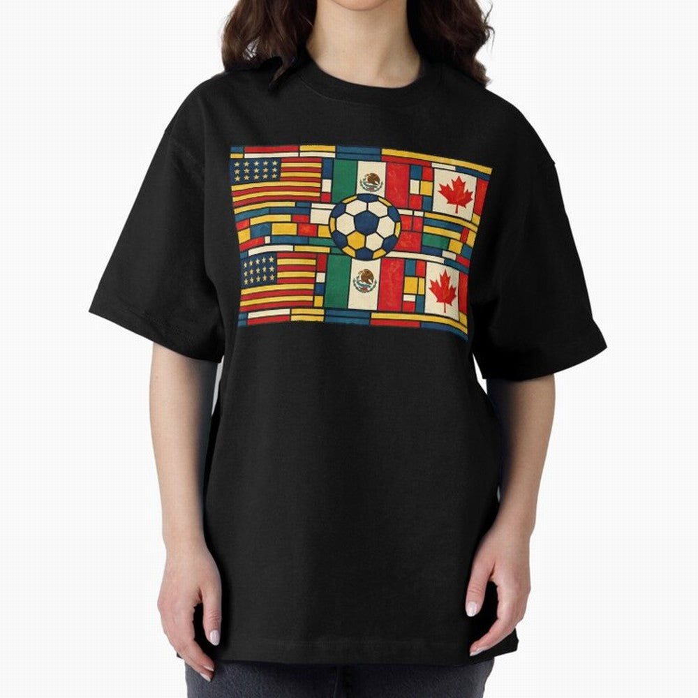 North American Football Flags World Cup Inspired Classic T-Shirt Join Supporters Worldwide for FIFA World Cup 2026 Group Stage for Fans of Neymar, Haaland and Cristiano Ronaldo and Argentina, Bringing Soccer Culture, Superstar Moments, National