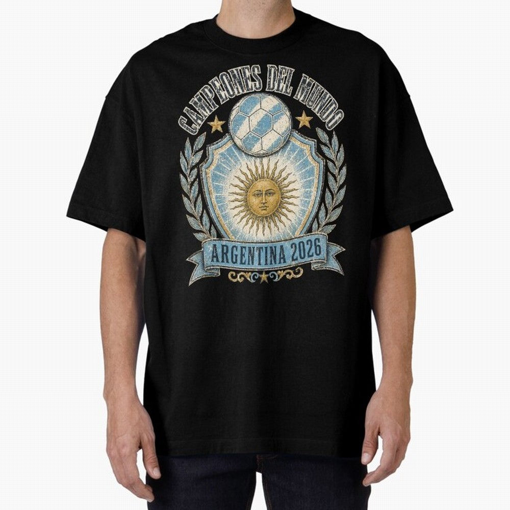 Campeones Del Mundo Argentina 2026 World Cup Soccer T-Shirt Classic T-Shirt Carry FIFA World Cup 2026 Group Stage Featuring Neymar, Haaland and Cristiano Ronaldo, Argentina Energy, Football History, Final Match Energy, Crowd Noise and Once in a