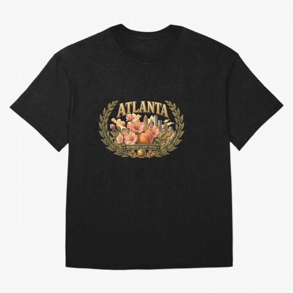 Elegant and Floral Atlanta 2026 World Cup Host City ¡ª Georgia Peach Laurel Wreath Classic T-Shirt Join Supporters Worldwide for FIFA World Cup 2026 Spirit, Celebrating Argentina, Cristiano Ronaldo, Haaland and CR7, Vintage Soccer Flavor, Modern