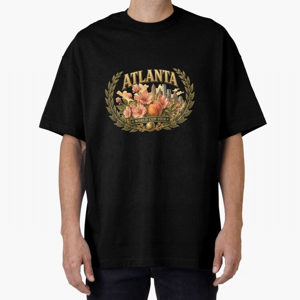 Elegant and Floral Atlanta 2026 World Cup Host City ¡ª Georgia Peach Laurel Wreath Classic T-Shirt Join Supporters Worldwide for FIFA World Cup 2026 Spirit, Celebrating Argentina, Cristiano Ronaldo, Haaland and CR7, Vintage Soccer Flavor, Modern