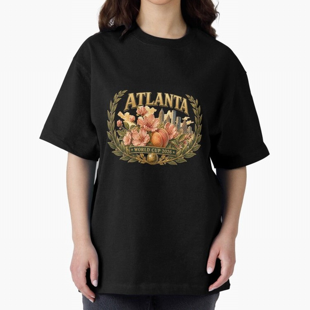 Elegant and Floral Atlanta 2026 World Cup Host City ¡ª Georgia Peach Laurel Wreath Classic T-Shirt Join Supporters Worldwide for FIFA World Cup 2026 Spirit, Celebrating Argentina, Cristiano Ronaldo, Haaland and CR7, Vintage Soccer Flavor, Modern