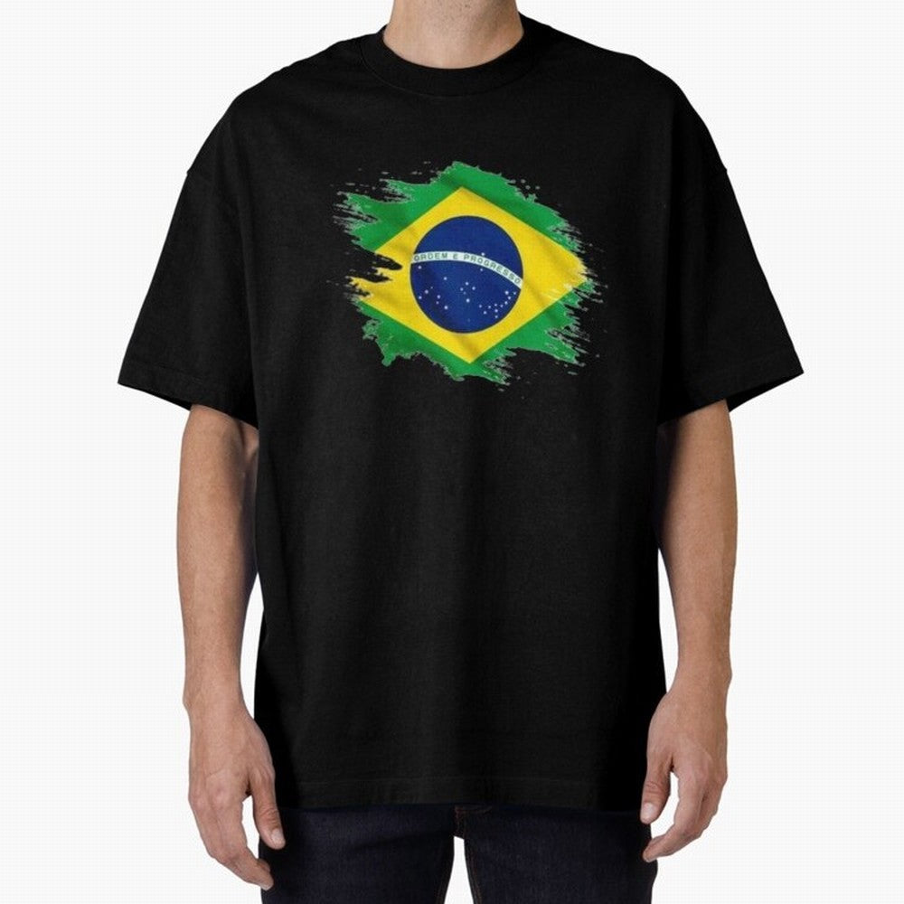 Brazil Flag Artistic Brush Stroke - Modern Flag Design T-Shirt Classic T-Shirt Join the FIFA World Cup 2026 Group Stage Journey through Mbappe and Neymar Highlights, Spain Pride, Football History, Final Match Energy, Crowd Noise and Once in a