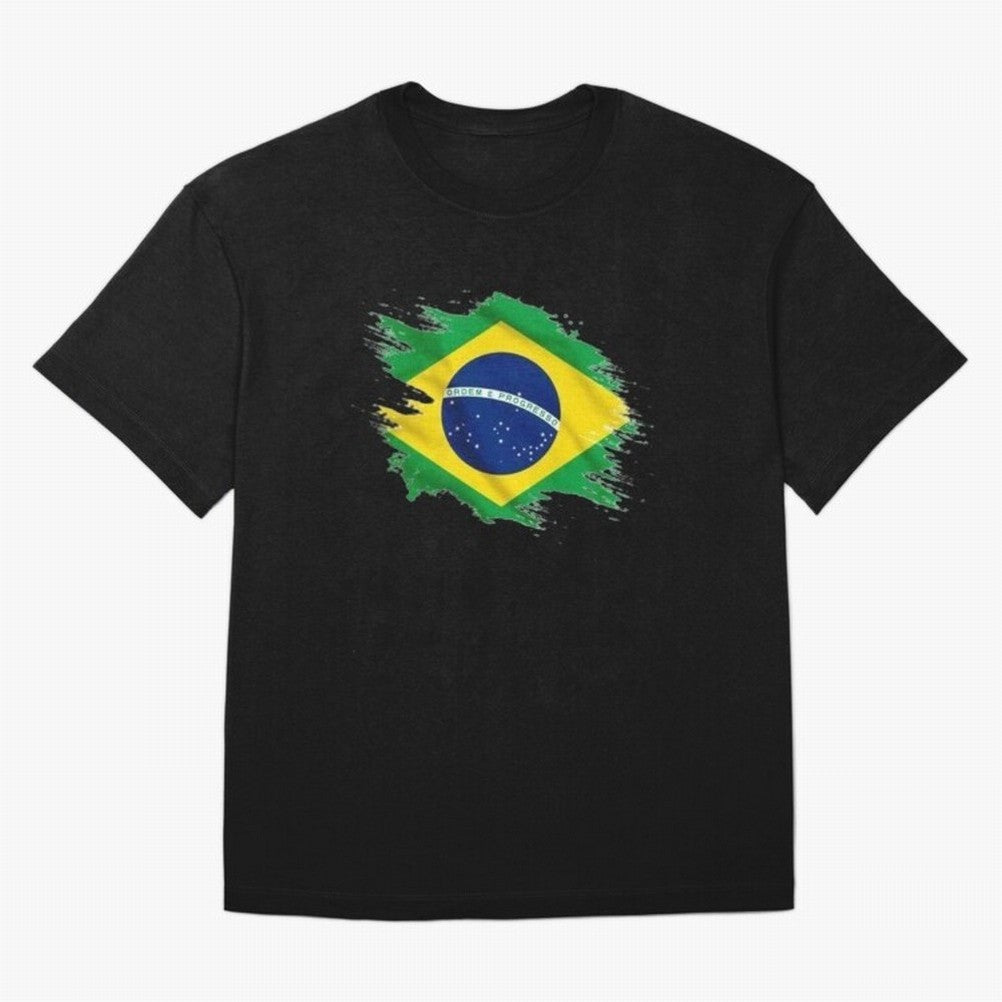 Brazil Flag Artistic Brush Stroke - Modern Flag Design T-Shirt Classic T-Shirt Join the FIFA World Cup 2026 Group Stage Journey through Mbappe and Neymar Highlights, Spain Pride, Football History, Final Match Energy, Crowd Noise and Once in a
