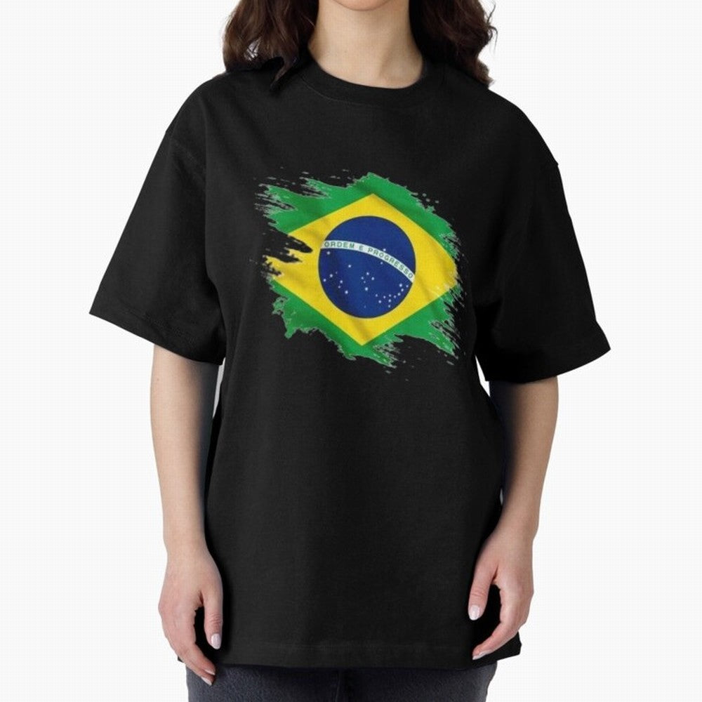 Brazil Flag Artistic Brush Stroke - Modern Flag Design T-Shirt Classic T-Shirt Join the FIFA World Cup 2026 Group Stage Journey through Mbappe and Neymar Highlights, Spain Pride, Football History, Final Match Energy, Crowd Noise and Once in a