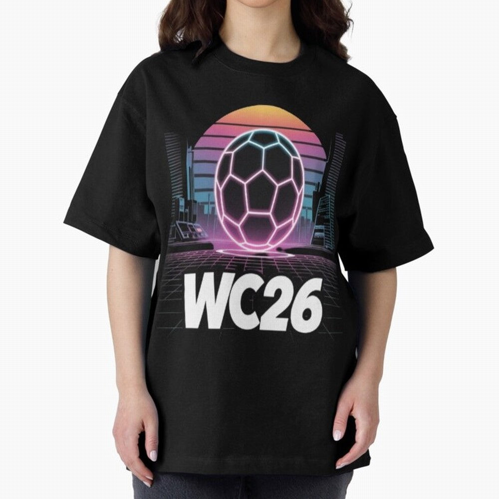 Retrofuturistic World Cup 2026 ¡ª Retro Sci-Fi Football Poster Classic T-Shirt Join the FIFA World Cup 2026 Journey through Haaland and Mbappe Highlights, Spain Pride, Match Day Excitement, Supporter Culture, Golden Goals and Global Football