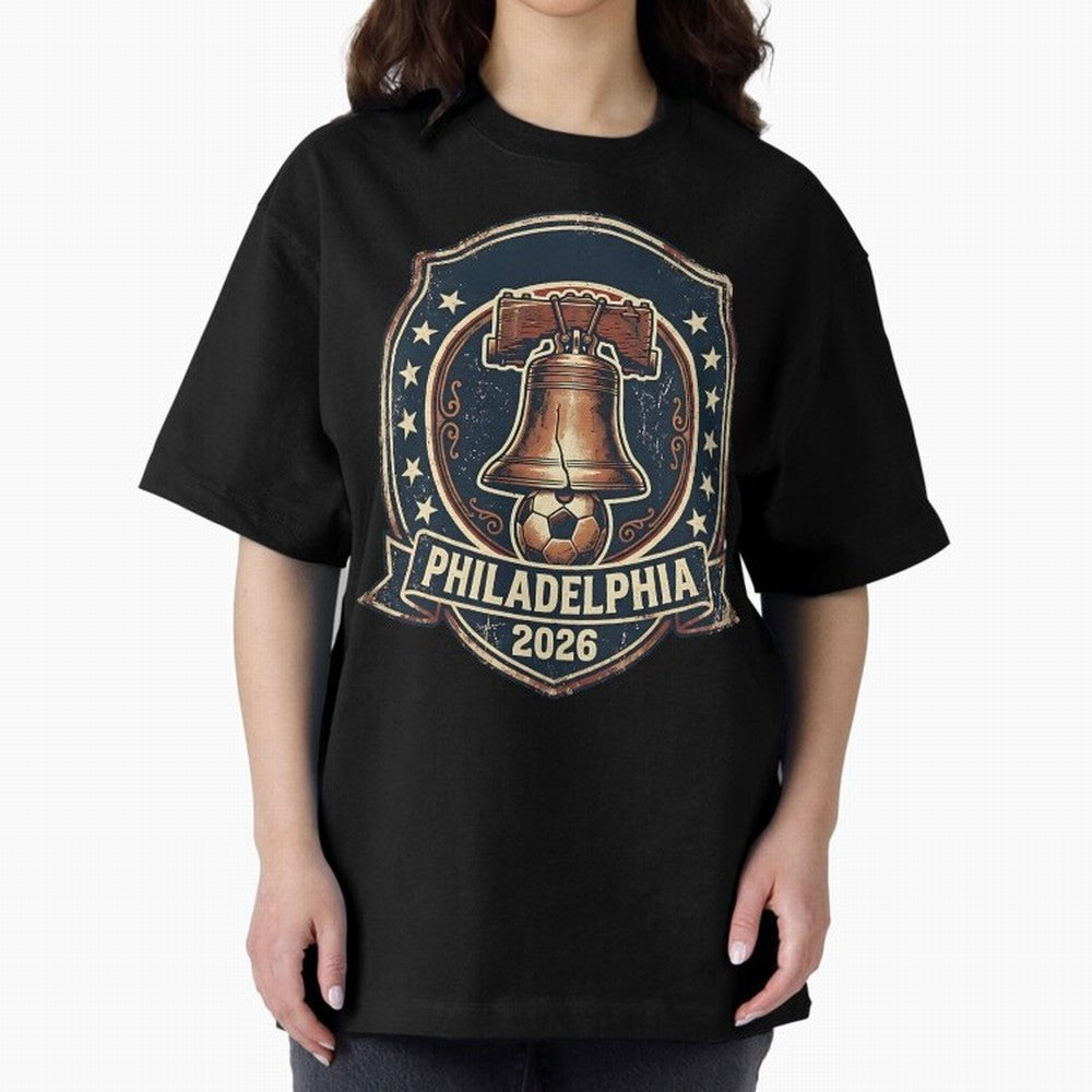 Philadelphia 2026 World Cup Host City Vintage Football Badge ¡ª Liberty Bell Soccer Crest Classic T-Shirt Feel FIFA World Cup 2026 USA Canada Mexico Built around Neymar, Spain Energy, Sports Nostalgia, International Competition, Famous Players and