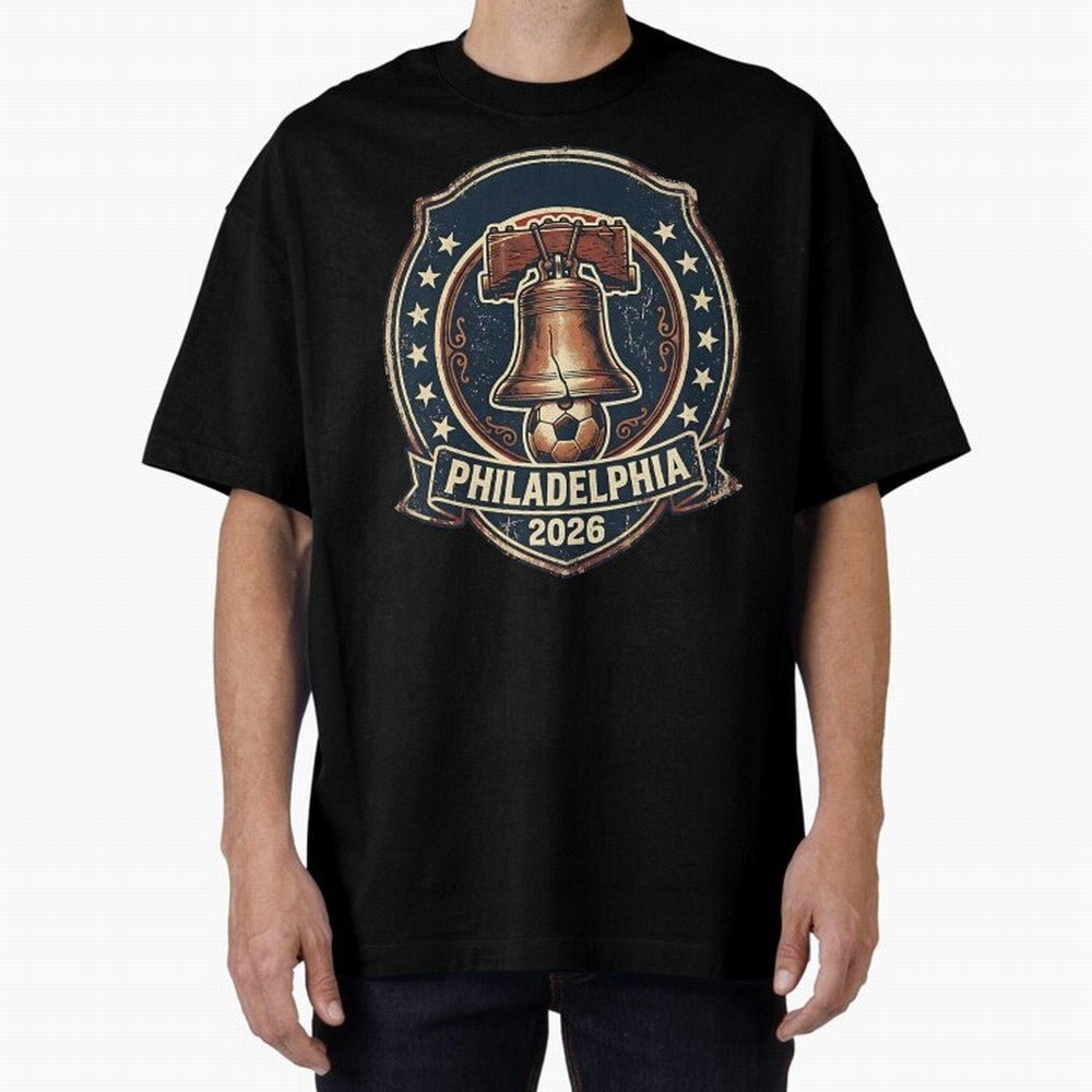 Philadelphia 2026 World Cup Host City Vintage Football Badge ¡ª Liberty Bell Soccer Crest Classic T-Shirt Feel FIFA World Cup 2026 USA Canada Mexico Built around Neymar, Spain Energy, Sports Nostalgia, International Competition, Famous Players and