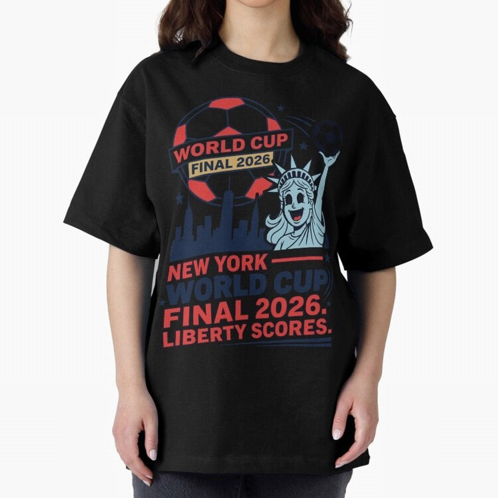 New York World Cup Final 2026 ¡ª Liberty Scores V1 Classic T-Shirt Celebrate National Team Dreams in FIFA World Cup 2026 Spirit, Built around France and Portugal, Haaland and Mbappe, Championship Spirit, Famous Goals, Roaring Crowds and