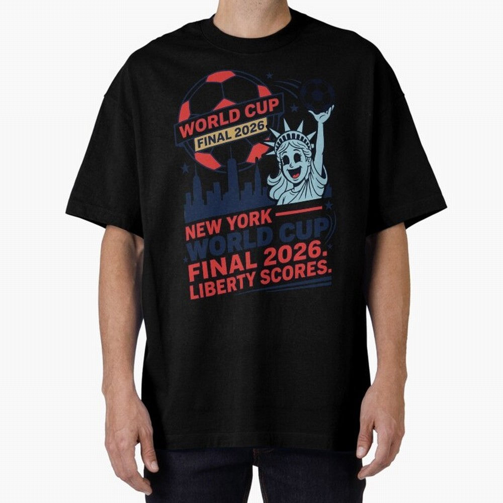 New York World Cup Final 2026 ¡ª Liberty Scores V1 Classic T-Shirt Celebrate National Team Dreams in FIFA World Cup 2026 Spirit, Built around France and Portugal, Haaland and Mbappe, Championship Spirit, Famous Goals, Roaring Crowds and