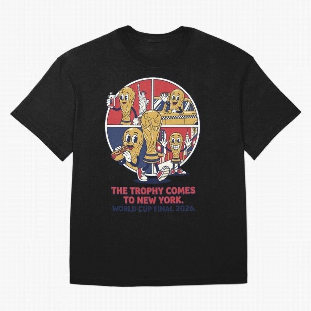 The Trophy Comes to New York ¡ª World Cup Final V2 Classic T-Shirt Relive Legendary Nights from the FIFA World Cup 2026 USA Canada Mexico Journey through Messi, CR7 and Mbappe Highlights, Brazil Pride, Worldwide Fan Energy, Dramatic Goals, Stadium