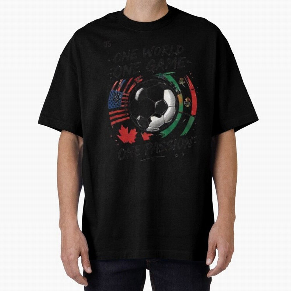 One World One Game Football Graphic Tee Classic T-Shirt Show Your Tournament Heart for the FIFA World Cup 2026 USA Canada Mexico Journey through Neymar, Haaland and Cristiano Ronaldo Highlights, Netherlands Pride, Tournament Hype, Historic