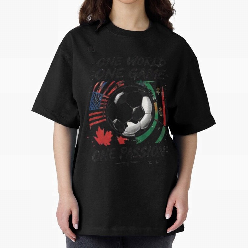 One World One Game Football Graphic Tee Classic T-Shirt Show Your Tournament Heart for the FIFA World Cup 2026 USA Canada Mexico Journey through Neymar, Haaland and Cristiano Ronaldo Highlights, Netherlands Pride, Tournament Hype, Historic