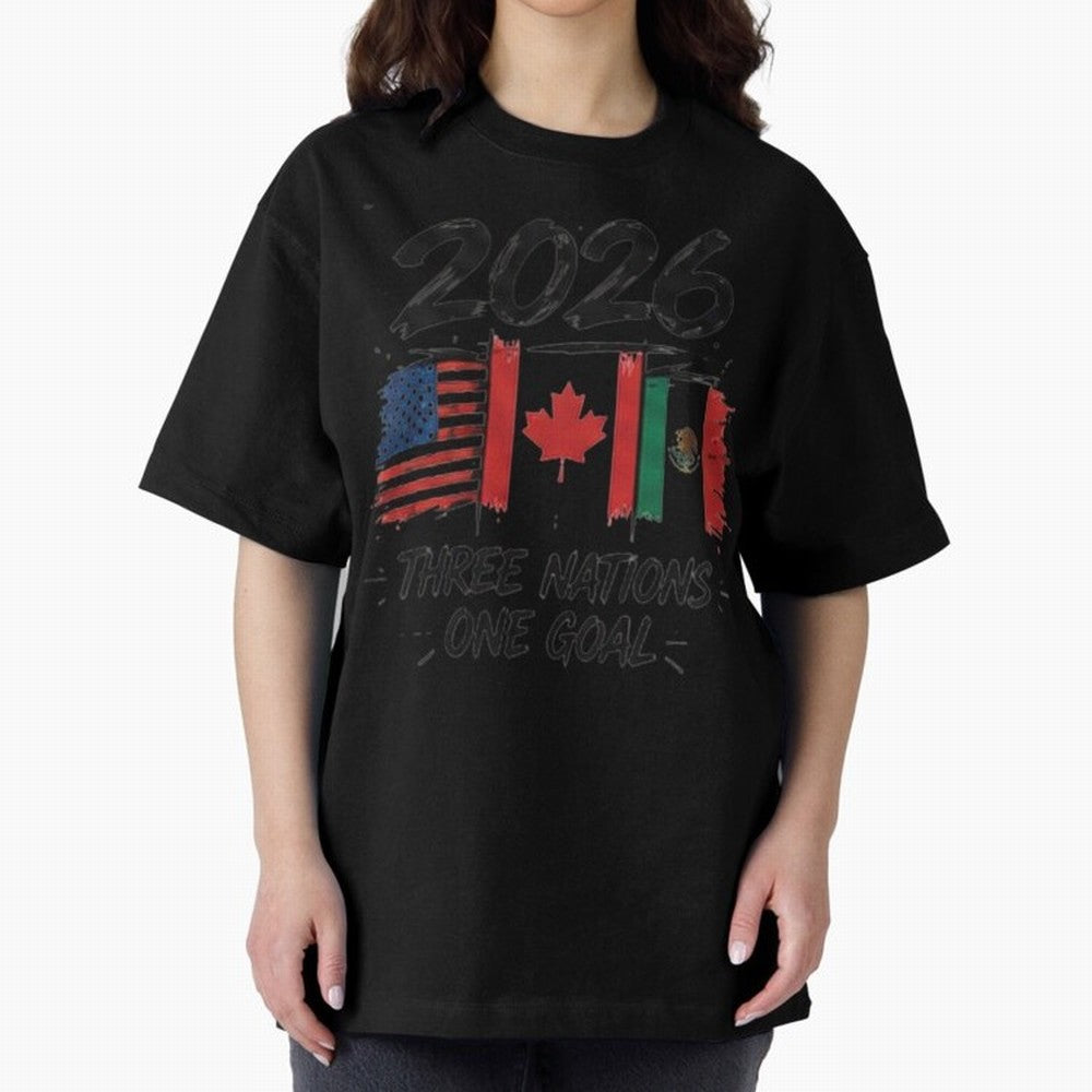 2026 Three Nations One Goal Football Tee Classic T-Shirt Share the Excitement of FIFA World Cup 2026 Group Stage Built around Haaland and Mbappe, Argentina and Brazil Energy, Soccer Culture, Superstar Moments, National Team Dreams and Competitive