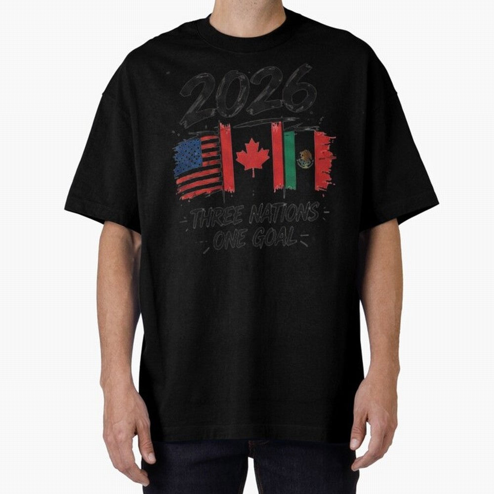 2026 Three Nations One Goal Football Tee Classic T-Shirt Share the Excitement of FIFA World Cup 2026 Group Stage Built around Haaland and Mbappe, Argentina and Brazil Energy, Soccer Culture, Superstar Moments, National Team Dreams and Competitive