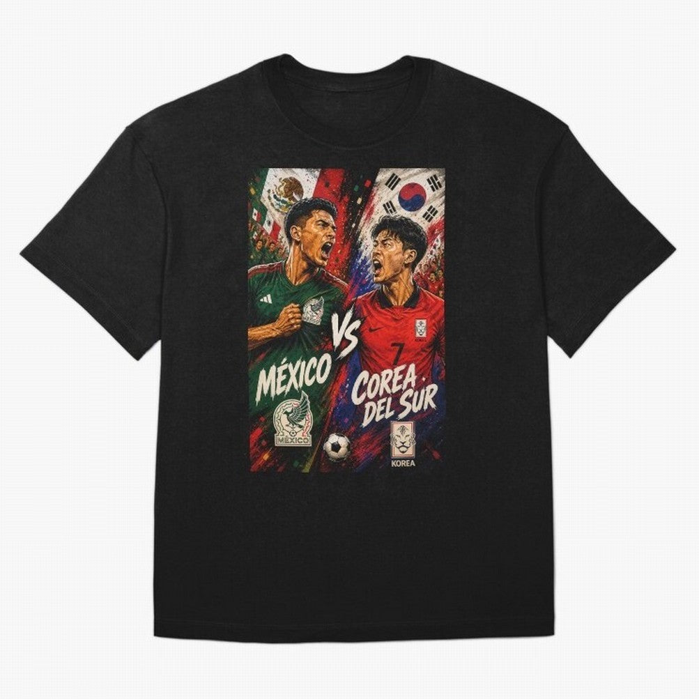 Mexico vs South Korea ¨C Group A FIFA World Cup 2026 | Comic Style Soccer Jersey Classic T-Shirt Bring World Football Passion into Match Day Hype around FIFA World Cup 2026 Group Stage, Mbappe and Neymar, Spain, Fan Favorite Moments, National Team