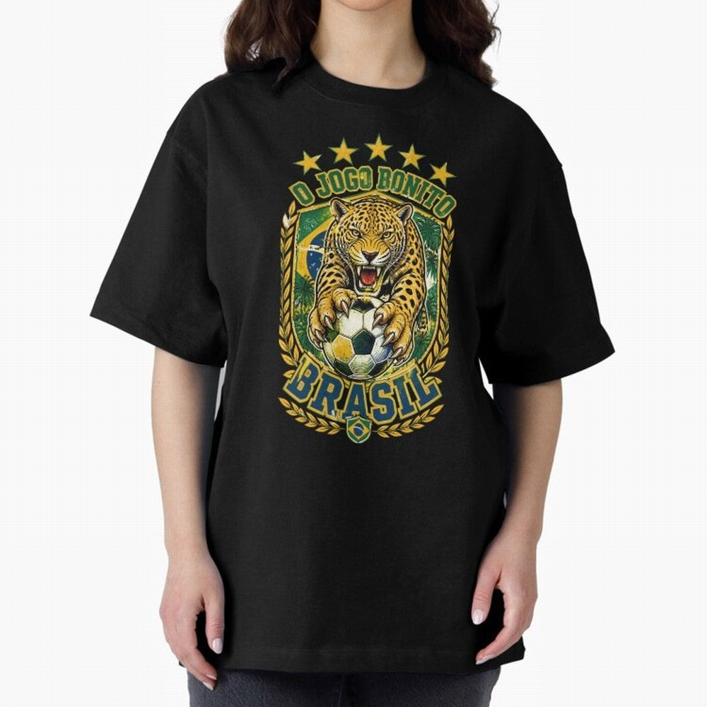 Brazil Soccer Jaguar - O Jogo Bonito Vintage 5 Stars Football Fan T-Shirt Classic T-Shirt Feel Match Day Hype around FIFA World Cup 2026 USA Canada Mexico, Messi, Argentina, France and Brazil, Football Festival Excitement, Trophy Ambitions, Country