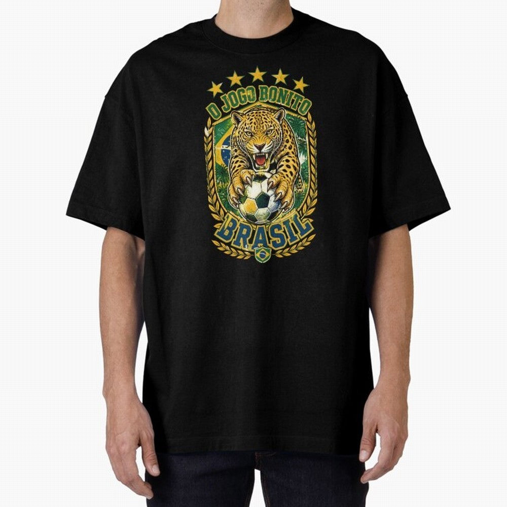 Brazil Soccer Jaguar - O Jogo Bonito Vintage 5 Stars Football Fan T-Shirt Classic T-Shirt Feel Match Day Hype around FIFA World Cup 2026 USA Canada Mexico, Messi, Argentina, France and Brazil, Football Festival Excitement, Trophy Ambitions, Country