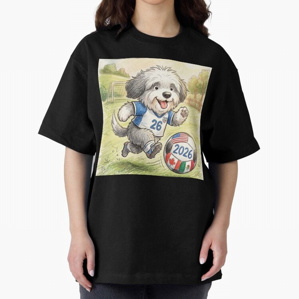Cute Sheepdog Soccer Star - 2026 World Cup Fluffy Puppy Classic T-Shirt Relive FIFA World Cup 2026 USA Canada Mexico Featuring Mbappe, France and Portugal Energy, Football Festival Excitement, Trophy Ambitions, Country Rivalries and Star Player