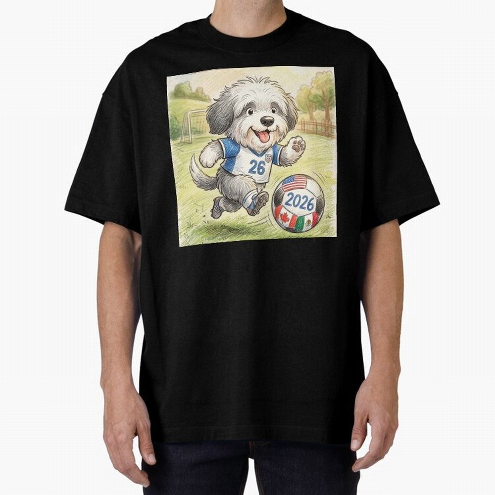 Cute Sheepdog Soccer Star - 2026 World Cup Fluffy Puppy Classic T-Shirt Relive FIFA World Cup 2026 USA Canada Mexico Featuring Mbappe, France and Portugal Energy, Football Festival Excitement, Trophy Ambitions, Country Rivalries and Star Player