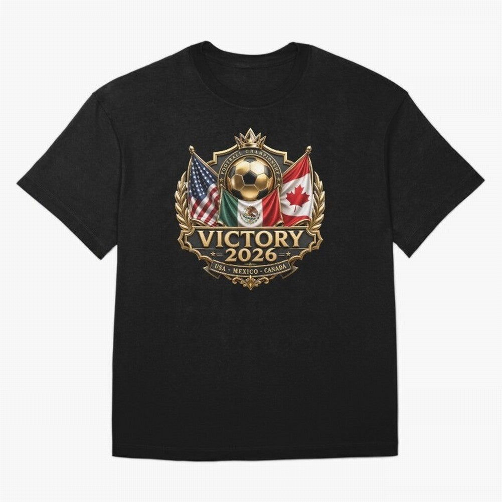 Victory 2026 USA Mexico Canada Football Crest Classic T-Shirt Show Fan Pride Across Match Day Hype around FIFA World Cup 2026 Group Stage, Neymar, Haaland and Cristiano Ronaldo, Brazil, Portugal and Argentina, Champion Mindset, Group Stage Buzz,