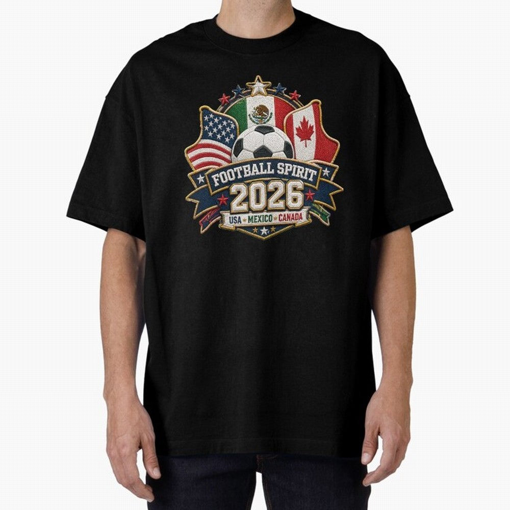 Football Spirit 2026 USA Mexico Canada Patch Design Classic T-Shirt Bring Bold Fan Energy to the FIFA World Cup 2026 USA Canada Mexico Journey through Messi, CR7 and Mbappe Highlights, France Pride, Classic Soccer Heritage, Championship Pressure,