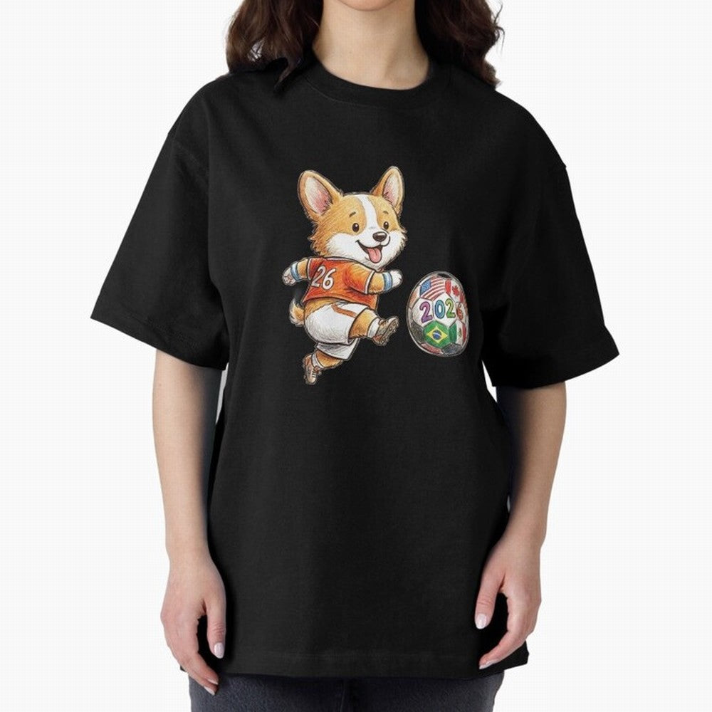 Cute Corgi Soccer Striker - 2026 World Cup Orange Jersey Classic T-Shirt Join the Countdown to the FIFA World Cup 2026 Group Stage Journey through Haaland and Mbappe Highlights, France Pride, Stadium Memories, Football Loyalty, International Chants