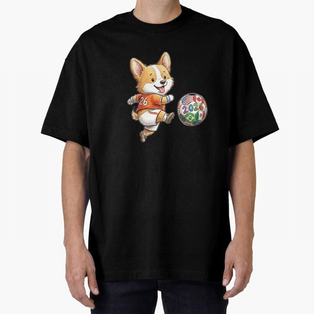 Cute Corgi Soccer Striker - 2026 World Cup Orange Jersey Classic T-Shirt Join the Countdown to the FIFA World Cup 2026 Group Stage Journey through Haaland and Mbappe Highlights, France Pride, Stadium Memories, Football Loyalty, International Chants