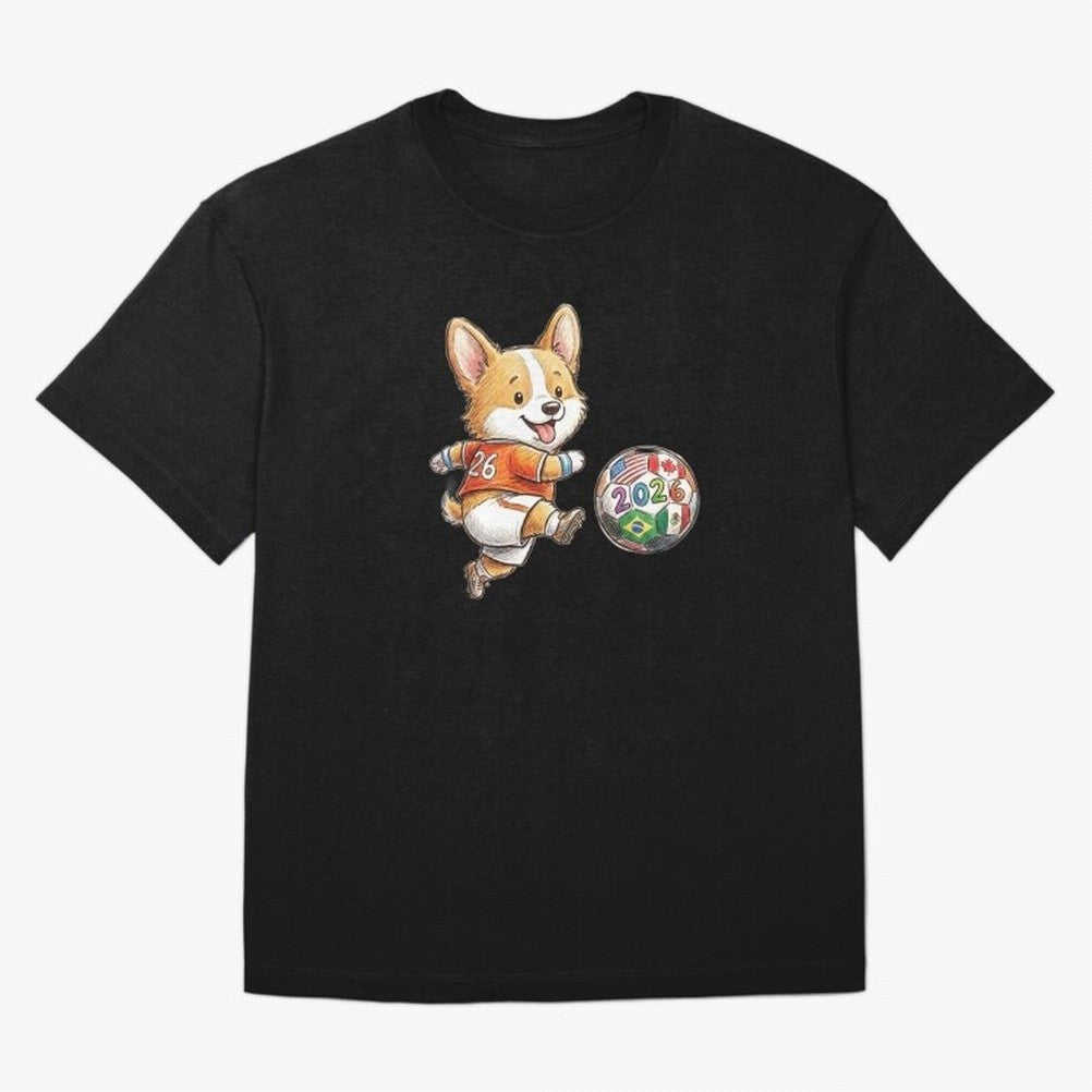 Cute Corgi Soccer Striker - 2026 World Cup Orange Jersey Classic T-Shirt Join the Countdown to the FIFA World Cup 2026 Group Stage Journey through Haaland and Mbappe Highlights, France Pride, Stadium Memories, Football Loyalty, International Chants