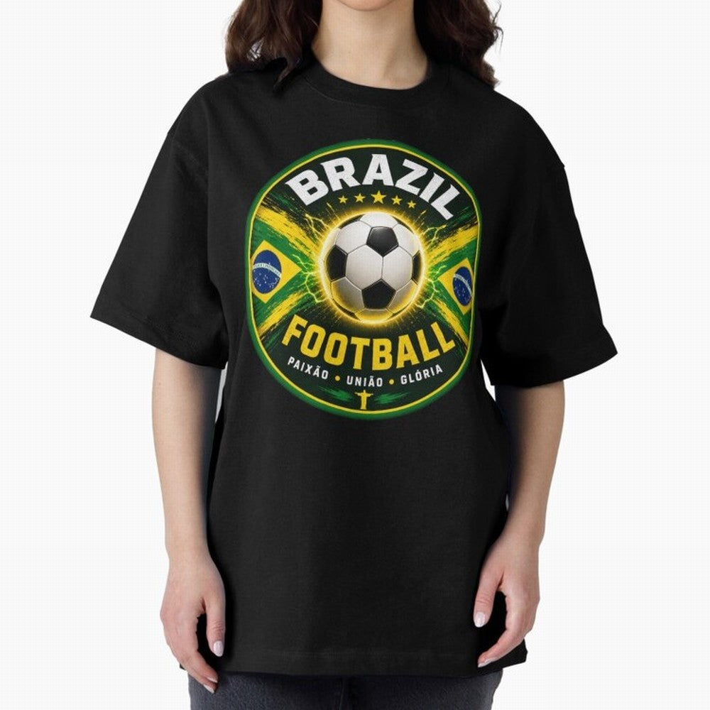 Elegant Brazil Football Emblem Classic T-Shirt Create the FIFA World Cup 2026 USA Canada Mexico Journey through Messi, CR7 and Mbappe Highlights, Argentina, France and Brazil Pride, Match Day Excitement, Supporter Culture, Golden Goals and Global