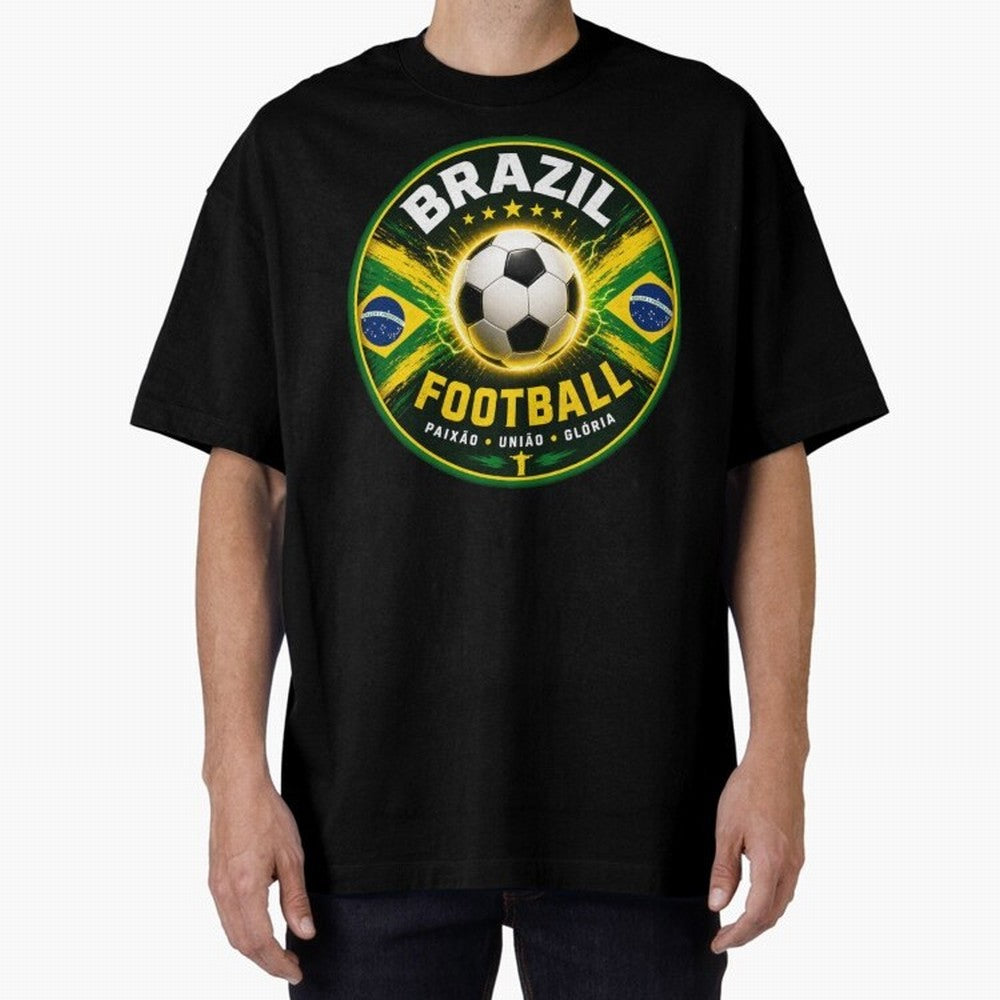 Elegant Brazil Football Emblem Classic T-Shirt Create the FIFA World Cup 2026 USA Canada Mexico Journey through Messi, CR7 and Mbappe Highlights, Argentina, France and Brazil Pride, Match Day Excitement, Supporter Culture, Golden Goals and Global