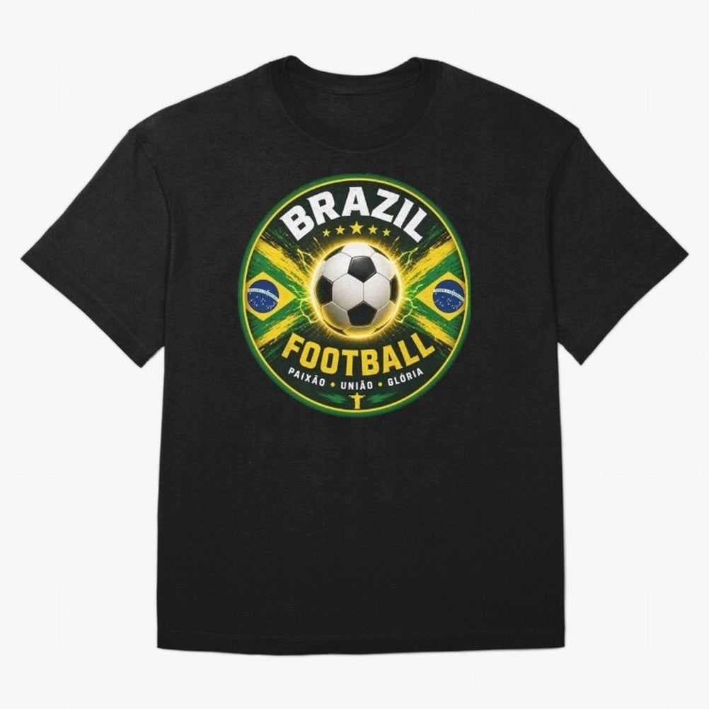 Elegant Brazil Football Emblem Classic T-Shirt Create the FIFA World Cup 2026 USA Canada Mexico Journey through Messi, CR7 and Mbappe Highlights, Argentina, France and Brazil Pride, Match Day Excitement, Supporter Culture, Golden Goals and Global