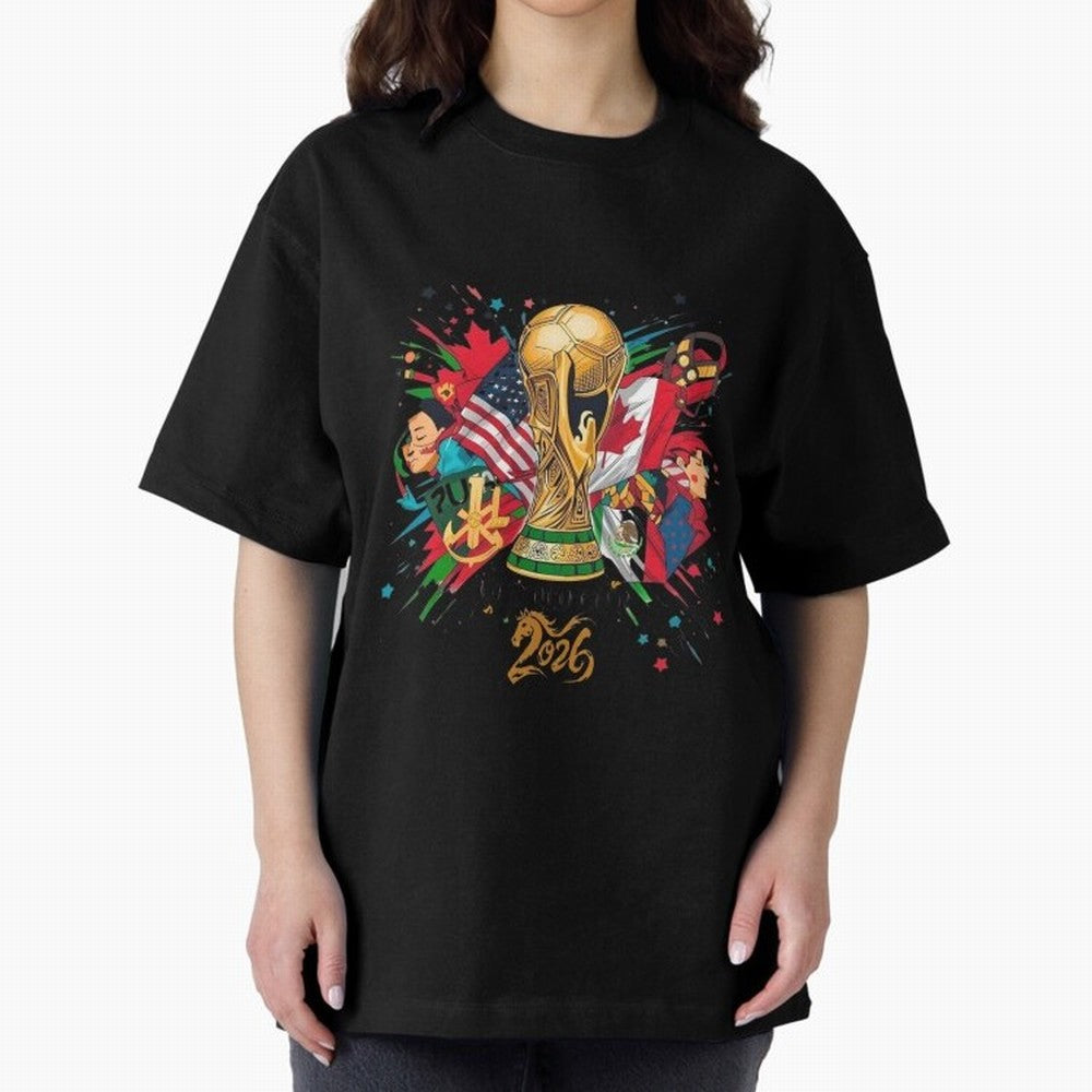 North America 2026 Splash Art Classic T-Shirt Stand with FIFA World Cup 2026 USA Canada Mexico for Fans of Mbappe and Neymar and Spain and Netherlands, Bringing Stadium Chants, National Pride, Trophy Dreams and Unforgettable Football Memories; Made