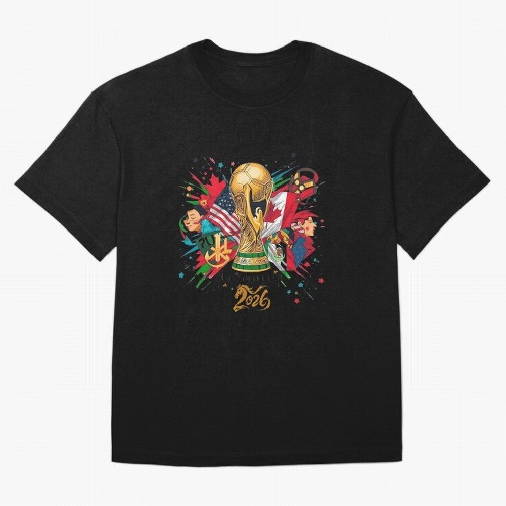 North America 2026 Splash Art Classic T-Shirt Stand with FIFA World Cup 2026 USA Canada Mexico for Fans of Mbappe and Neymar and Spain and Netherlands, Bringing Stadium Chants, National Pride, Trophy Dreams and Unforgettable Football Memories; Made