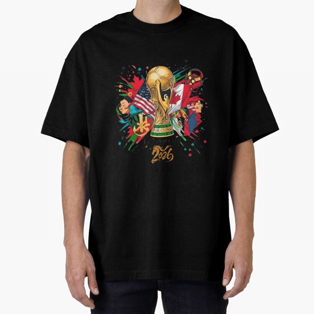 North America 2026 Splash Art Classic T-Shirt Stand with FIFA World Cup 2026 USA Canada Mexico for Fans of Mbappe and Neymar and Spain and Netherlands, Bringing Stadium Chants, National Pride, Trophy Dreams and Unforgettable Football Memories; Made