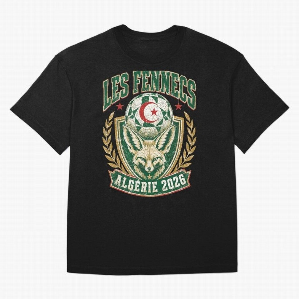 Les Fennecs Alg¨¦rie 2026 World Cup Soccer T-Shirt Classic T-Shirt Bring Trophy Dreams to the FIFA World Cup 2026 Group Stage Journey through Messi, Neymar and Mbappe Highlights, England and Germany Pride, Fan Favorite Moments, National Team
