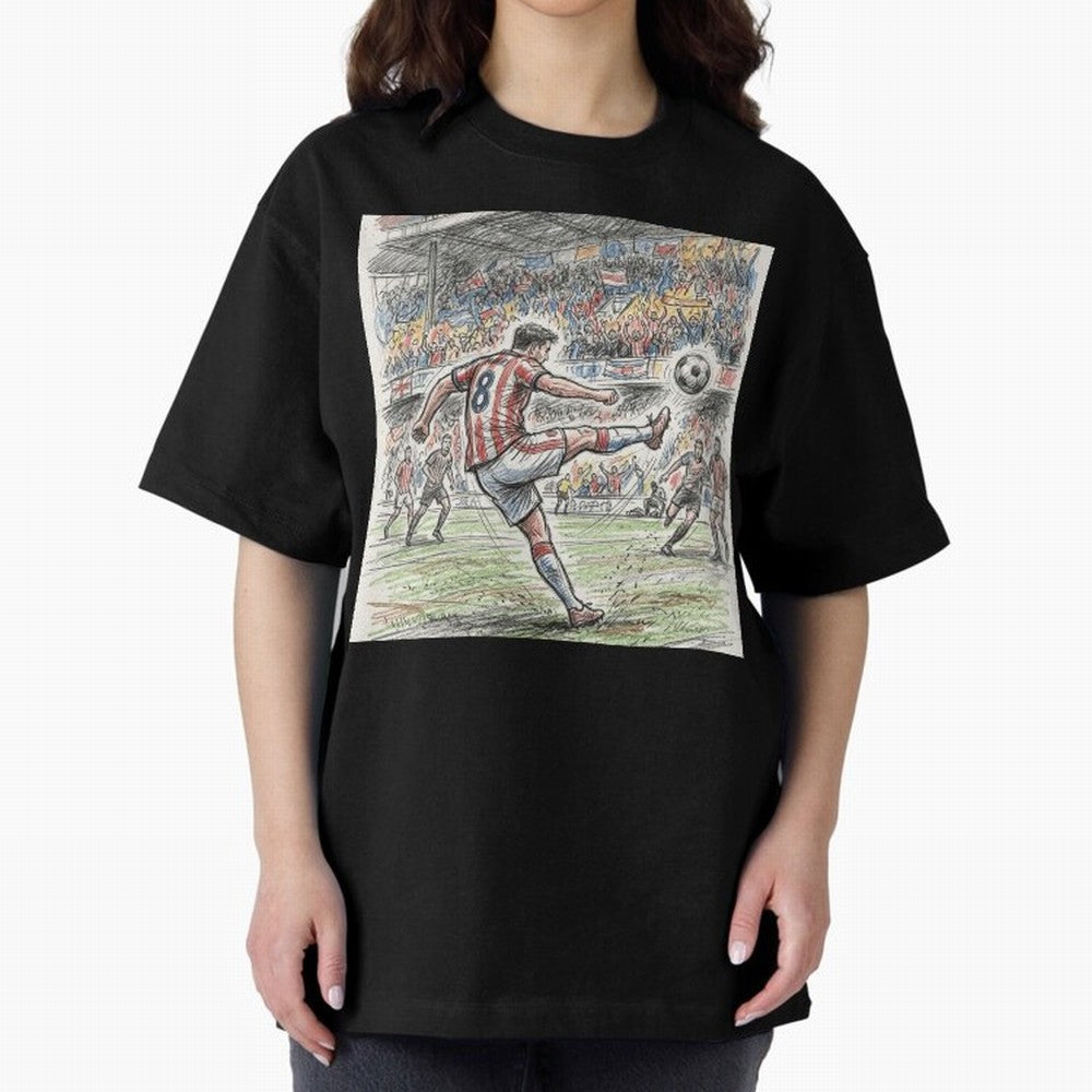 The Decisive Goal - Player #8 Stadium Action Illustration Classic T-Shirt Show Love for Legendary Goals in FIFA World Cup 2026 Spirit, Driven by France, CR7 and Messi, Fan Favorite Moments, National Team Passion, Big Match Drama and Soccer History;