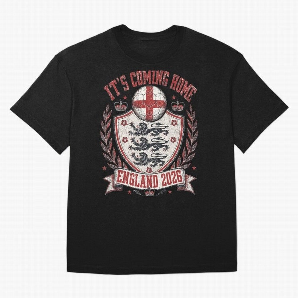 It's Coming Home England 2026 World Cup Soccer T-Shirt Classic T-Shirt Feel the Roar of FIFA World Cup 2026 Group Stage Made for Cristiano Ronaldo, France and Portugal Energy, Vintage Soccer Flavor, Modern Football Stars, National Flags and Final