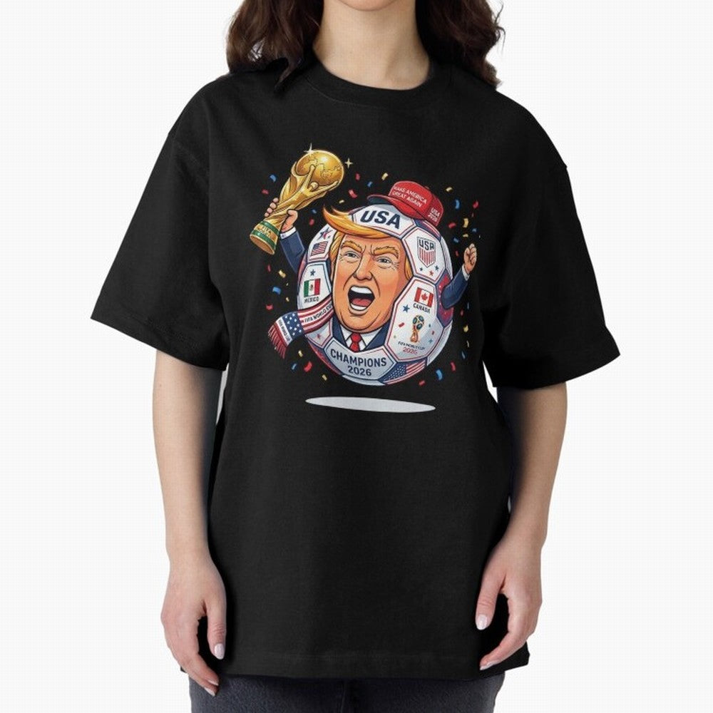 Donald Trump 2026 World Cup Soccer Champion Illustration Classic T-Shirt Celebrate the FIFA World Cup 2026 Journey through Messi, CR7 and Mbappe Highlights, Germany Pride, Supporter Pride, Iconic Celebrations, Legendary Names and Global Match Day